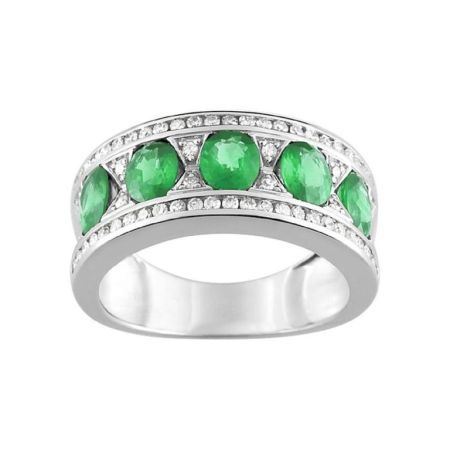 Anillo Oro Blanco 18kts Christian Bernard  (18)MD018GEB2 Diamantes Con Esmeraldas