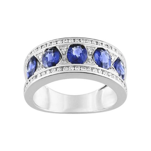 Anillo Oro Blanco 18kts Christian Bernard (18)MD018GSKB Diamantes 0,37ct Con Zafiros