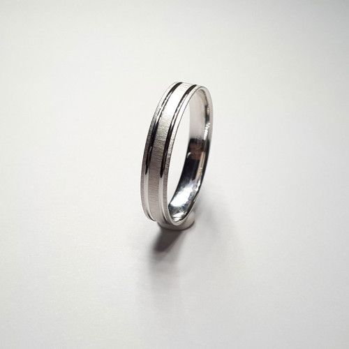 Anillo Oro Blanco 18kts Dos Franjas Lisas 3,5mm A30/596