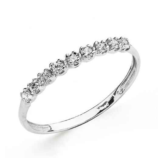 18kts White Gold Ring Half Alliance 9 Zircons 19321-OB