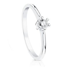 Anillo Oro Blanco 18kts Solitario Brillante 0,10 Qtes SI-H 1700