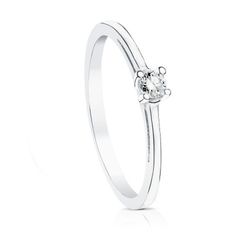 Anillo Oro Blanco 18kts Solitario Brillante 0,10 Qtes SI-H 1706