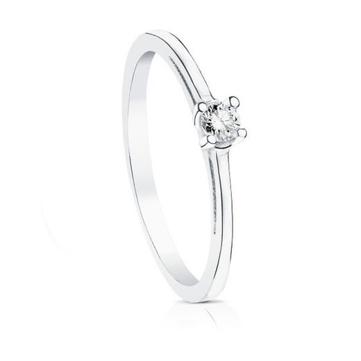 White Gold Ring 18kts Solitaire Brilliant 0.10 Ct SI-H 1706