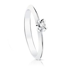 Anillo Oro Blanco 18kts Solitario Brillante 0,10 Qtes SI-H 1709