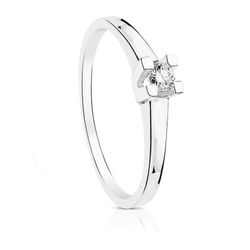 Anillo Oro Blanco 18kts Solitario Brillante 0,100 Qtes G-VS2 P1847.010