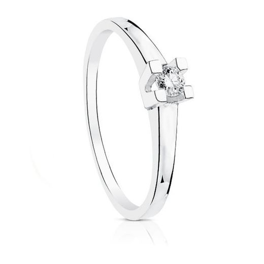 Anell Or Blanc 18kts Solitari Brillant 0,100 Qtes G-VS2 P1847.010