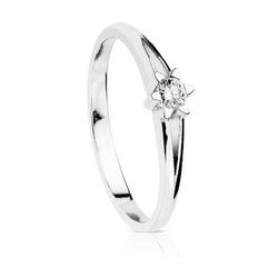 Anillo Oro Blanco 18kts Solitario Brillante 0,15 Qtes SI-H 1704