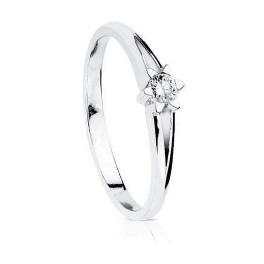 Anel de ouro branco 18kts Solitaire brilhante 0,15 Ct SI-H 1704