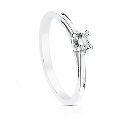 Anillo Oro Blanco 18kts Solitario Brillante 0,15 Qtes SI-H 1707