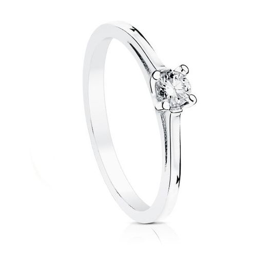 White Gold Ring 18kts Solitaire Brilliant 0.15 Ct SI-H 1707