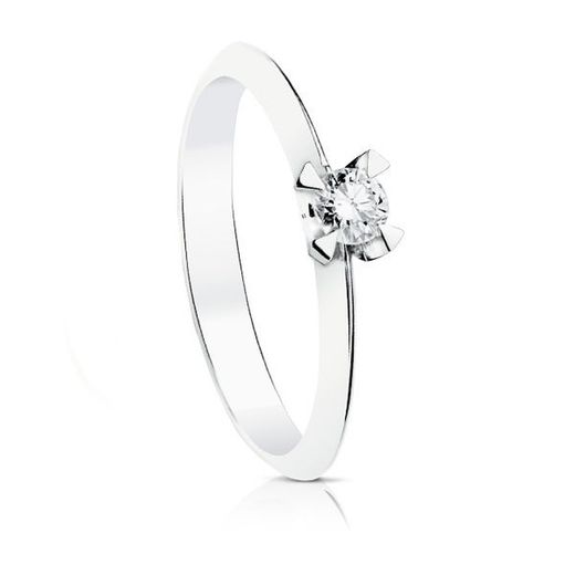 White Gold Ring 18kts Solitaire Brilliant 0.15 Ct SI-H 1710