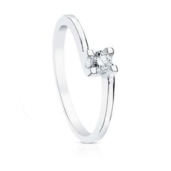 Anillo Oro Blanco 18kts Solitario Brillante 0,15 Qtes SI-H 1713