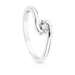 Anillo Oro Blanco 18kts Solitario Brillante 0,15 Qtes SI-H 1716
