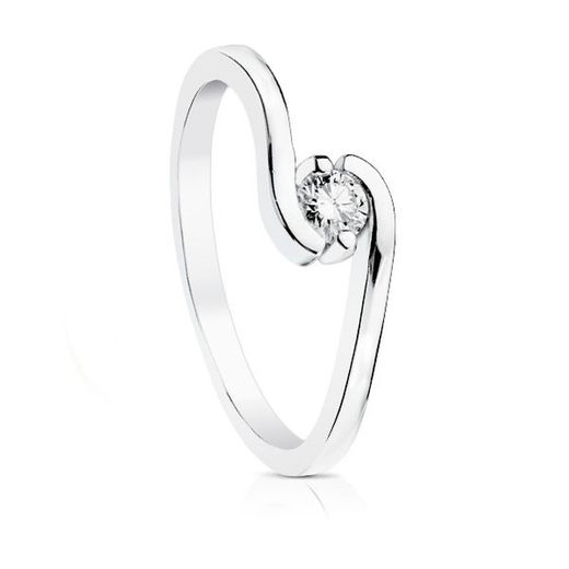 White Gold Ring 18kts Solitaire Brilliant 0.15 Ct SI-H 1716