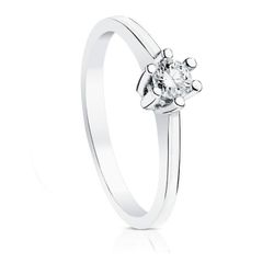 Anillo Oro Blanco 18kts Solitario Brillante 0,20 Qtes SI-H 1702