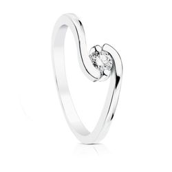 Anillo Oro Blanco 18kts Solitario Brillante 0,20 Qtes SI-H 1717