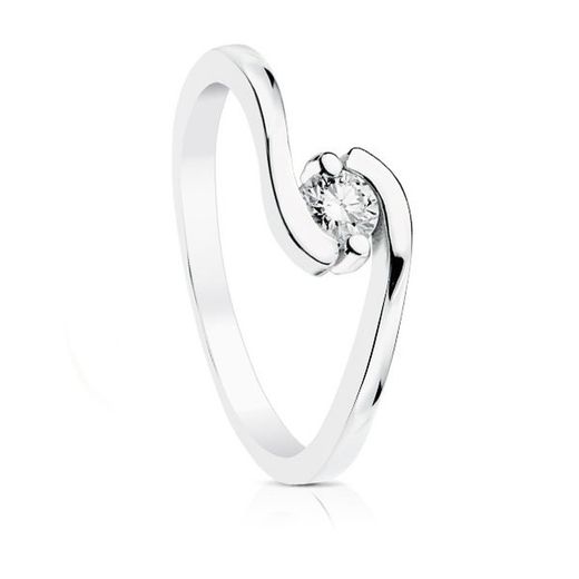 White Gold Ring 18kts Solitaire Brilliant 0.20 Ct SI-H 1717