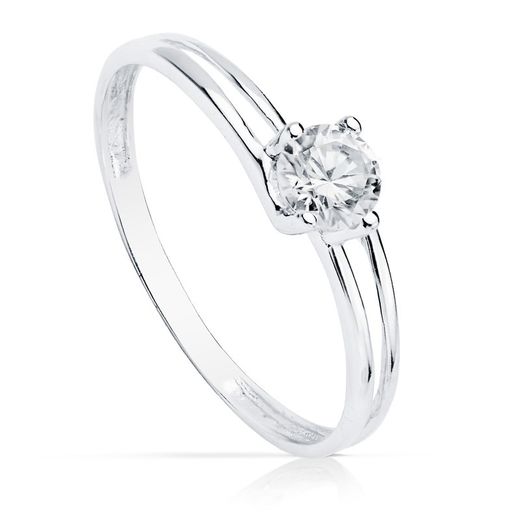 18kts White Gold Solitaire Ring Zirconia 4,5mm 14753-OB
