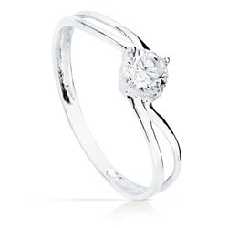 Anillo Oro Blanco 18kts Solitario Circonita 4,5mm 14847-OB