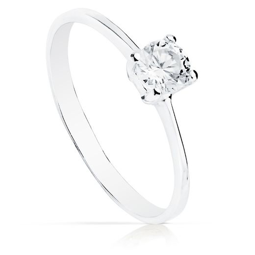 18kts White Gold Solitaire Ring Zirconia 4.5mm 14848