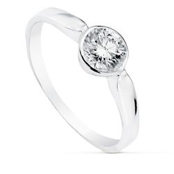 Anillo Oro Blanco 18kts Solitario Circonita 4,5mm 19491-OB