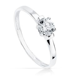 Anillo Oro Blanco 18kts Solitario Circonita 4mm 14755-OB
