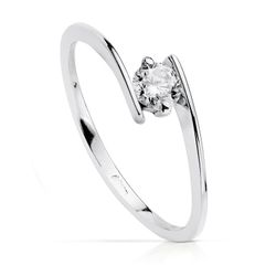 Anel Solitaire em Ouro Branco 18kts Zircônia 4mm 19420-OB