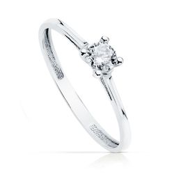 Anillo Oro Blanco 18kts Solitario Circonita 4mm 19422-OB