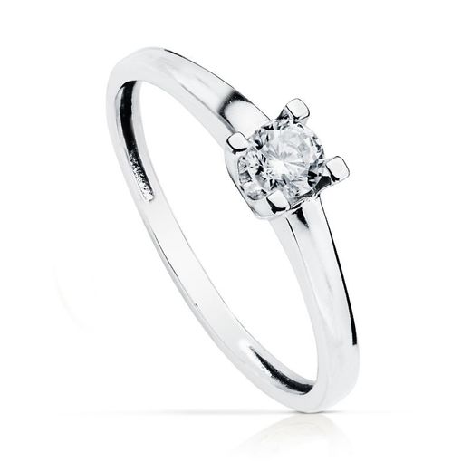 Anell Or Blanc 18kts Solitari Circonita 4mm 19423-OB
