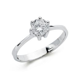 Anillo Oro Blanco 18kts Solitario Circonita 5,5mm 19274-OB