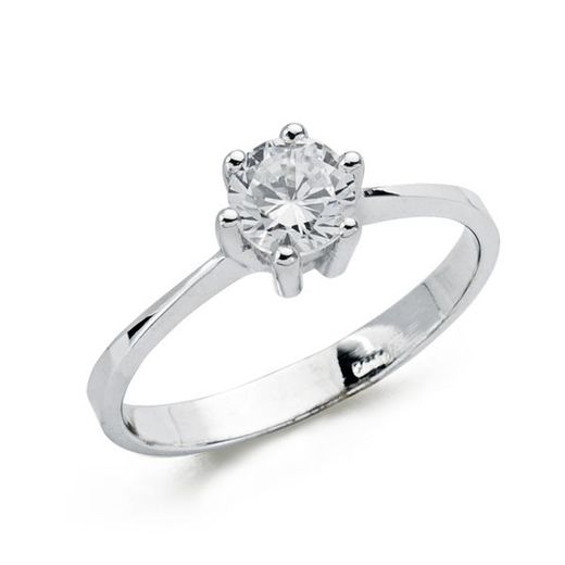 18kts White Gold Solitaire Ring Zirconia 5.5mm 19274-OB