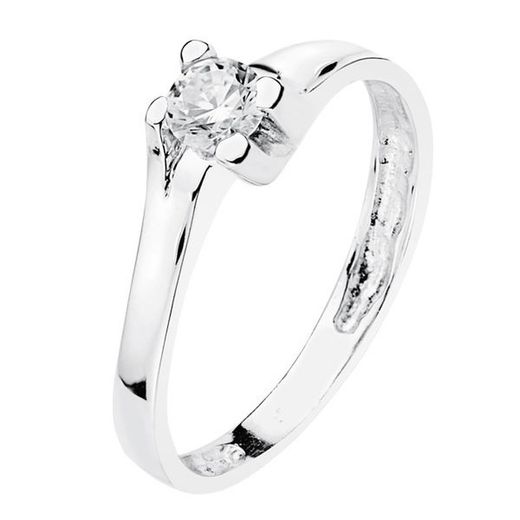 18kts White Gold Solitaire Ring Zirconia 5mm 19261-OB