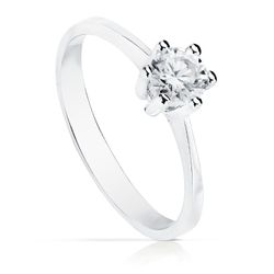 Anillo Oro Blanco 18kts Solitario Circonita 5mm 19273-OB