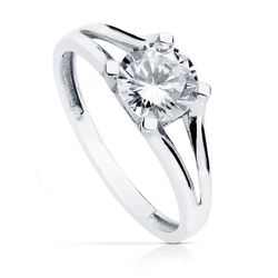Anillo Oro Blanco 18kts Solitario Circonita 7mm 19424-OB
