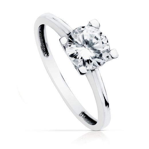 Anillo Oro Blanco 18kts Solitario Circonita 7mm 19427-OB