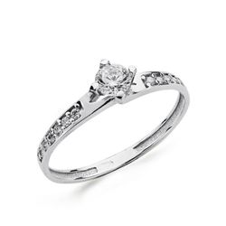 Anillo Oro Blanco 18kts Solitario Media Alianza Circonitas 4mm 19324-OB