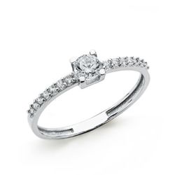 Anillo Oro Blanco 18kts Solitario Media Alianza Circonitas 4mm 19329-OB