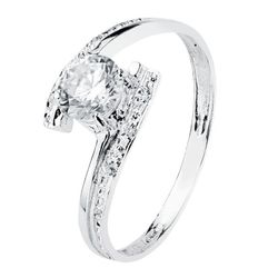 Anillo Oro Blanco 18kts Solitario Media Alianza Circonitas 5mm 19313-OB