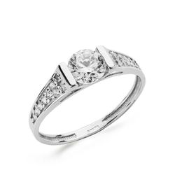 Anillo Oro Blanco 18kts Solitario Media Alianza Circonitas 5mm 19325-OB