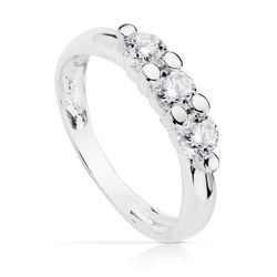 Anillo Oro Blanco 18kts Tresillo Circonitas 4mm 19432-OB