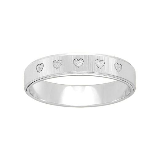 Anillo Oro Blanco 9kts Argyor-MRM 4mm (9)9K266G40 Corazón Grabado Láser