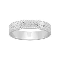 Anillo Oro Blanco 9kts Argyor-MRM 4mm (9)9K268G40 Flechas Grabado Láser Con Biseles