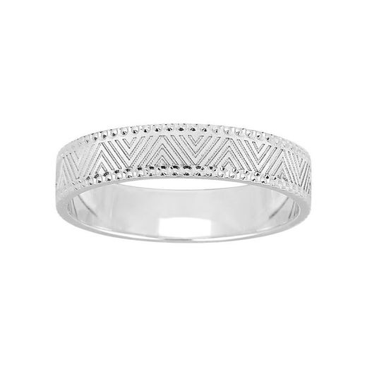 Anillo Oro Blanco 9kts Argyor-MRM 4mm (9)9K273G40 Dibujo Grabado Láser Con Biseles