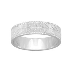 Anillo Oro Blanco 9kts Argyor-MRM 5mm (9)9K268G50 Flechas Grabado Láser Con Biseles