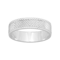 Anillo Oro Blanco 9kts Argyor-MRM 5mm (9)9K273G50 Dibujo Grabado Láser Con Biseles