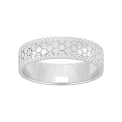 Anillo Oro Blanco 9kts Argyor-MRM 5mm (9)9K288G50 Hexágonos Grabado Láser