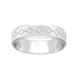 Anillo Oro Blanco 9kts Argyor-MRM 5mm (9)9K291G50 Rombos Grabado Láser