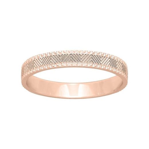 Anel de ouro rosa 18k Argyor-MRM 3mm (18)273R30 Aliança de triângulos gravada a laser