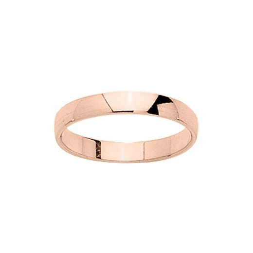 Anel de ouro rosa 18k Argyor-MRM 3mm (18)DB30RA Aliança clássica semi-bombeada
