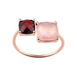 Anillo Oro Rosa 18kts Joelli (18)S35.03203 Duetto Granate Calcedonia Rosa